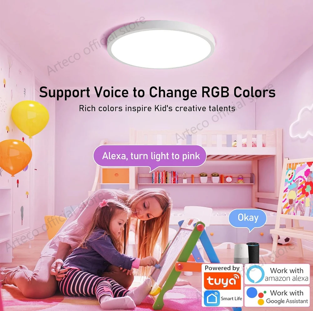 Zigbee Smart Ceiling Light Tuya Wifi Led Lights 24W RGB Dimmable Smartlife Ceiling Lamp Alexa Google Home Voice Control For Room