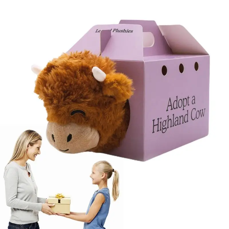 Highland Cow Plush Kawaii Simulation Highland Cow Animal Plush Doll Highland Cattle Plush Toy Soft Stuffed Cream Highland Cattle