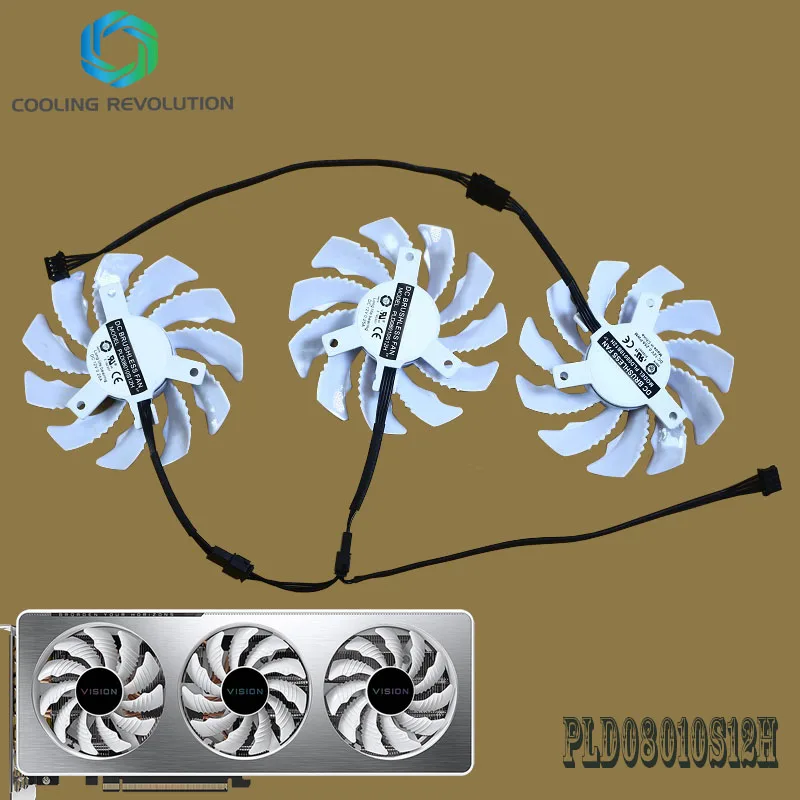 Gráficos para Gigabyte Geforce Rtx 3060 Rtx 3060 ti Visão oc 3x Ventilador de Placa de Vídeo Windforce 77 mm Pld08010s12h Rtx3060 3060ti fã de - Imagem 2