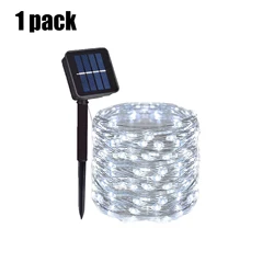 Solar-Powered Outdoor LED String Lights - Festive Decorative Fairy Garland for Garden and Holiday Decor (White 1PC)
