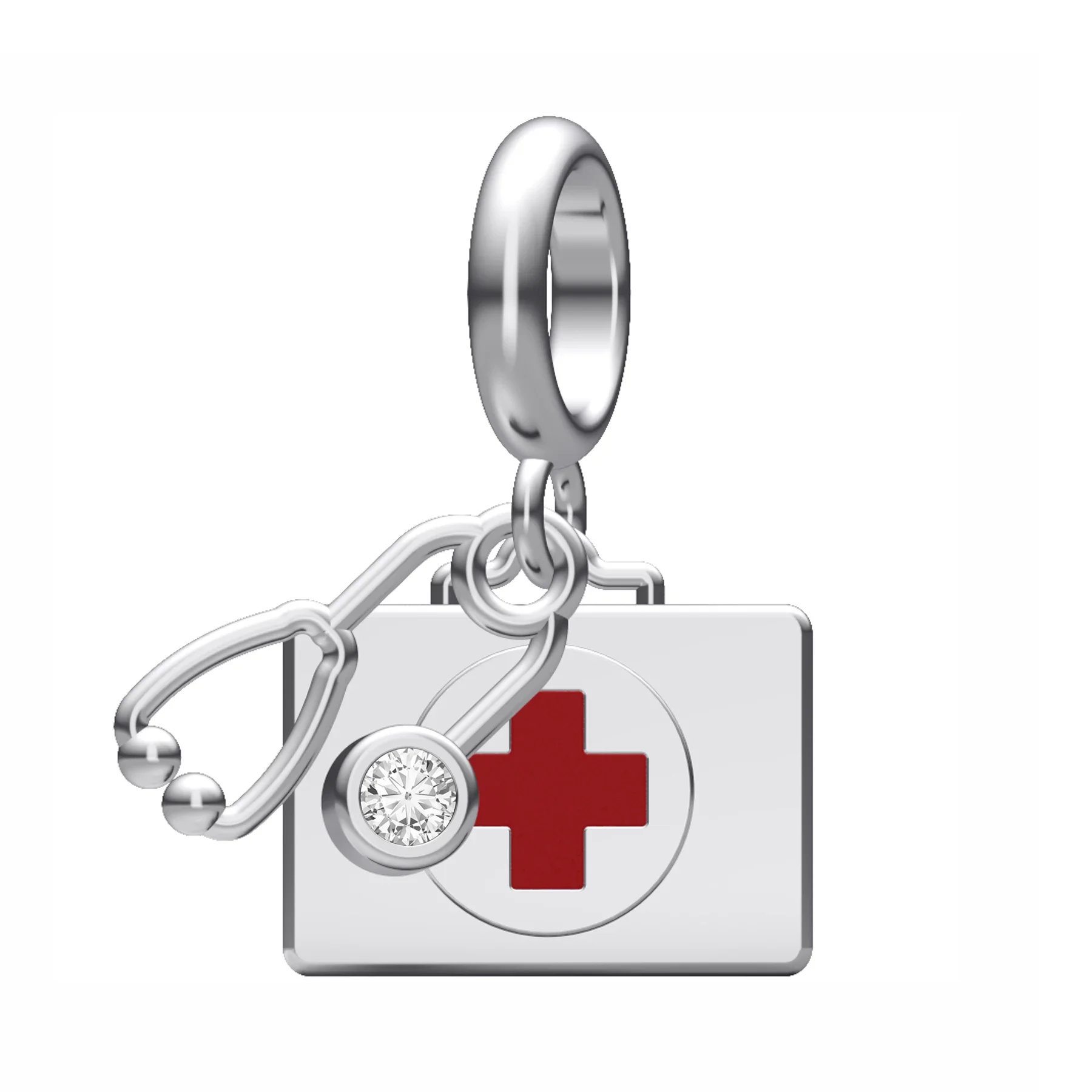 925 Silver Nurse Doctor Stethoscope Heartbeat Medical Kit Bead Fit Original Charm Bracelet For Making Women Berloque beads charms charm jewelry sterling silver jewelry charm bead silver charm bracelet loose spacer beads