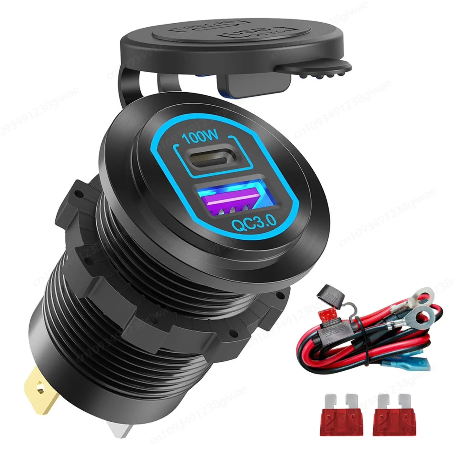 118WAluminum12VUSBCOutletPD100WCarUSBPortforLaptops&QC3.018WFastCarChargerSocketforRVMarineTruckBoatGolf-AliExpress34