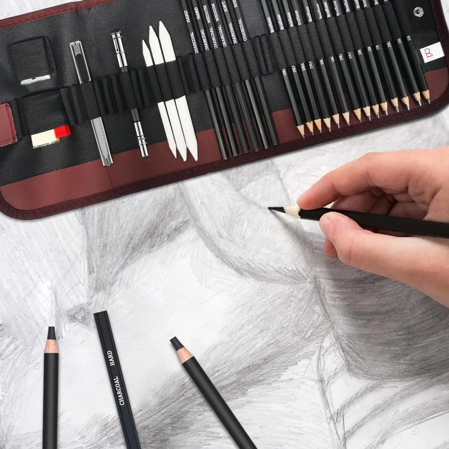 Drawing Pencils Sketch Pencil Art Supplies Set For Adults Beginners Professional Sketching Art Graphite Charcoal Blending Stump 4