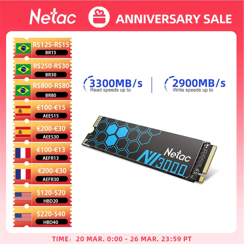  Netac SSD M2 NVME 1TB 500GB 250GB Hard Disk SSD Drive M.2 PCIe 3100MB/s HeatSink Internal Solid State Drive for Desktop Laptop 