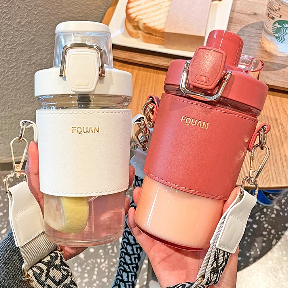 650ml Doppel Drink Cup Trend Flasche Wasser Fitness Sport große Kapazität Wasserflasche mit Stroh_voghion.com