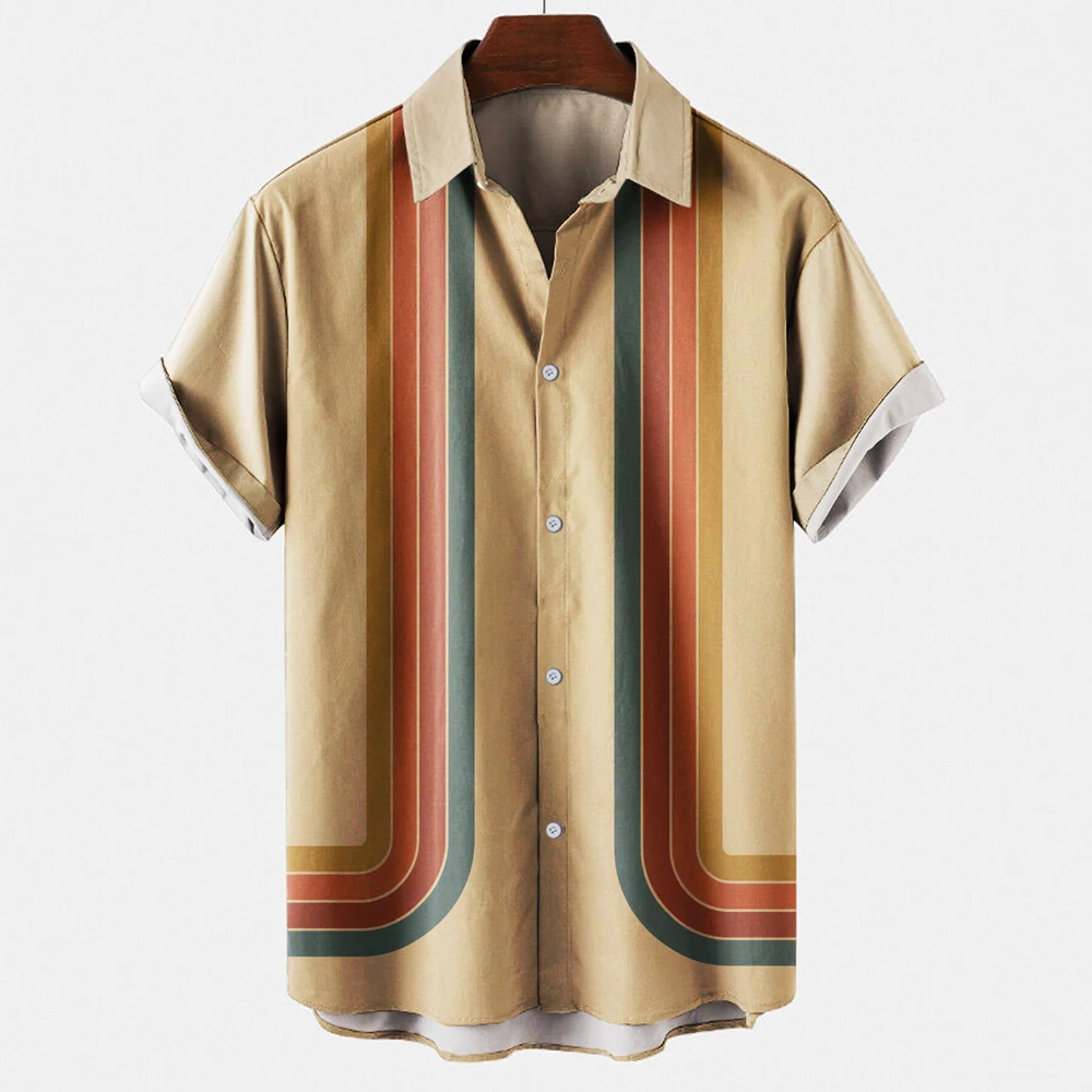 Zaful Vertical Striped Lapel Short Sleeves Shirt Premium Cotton