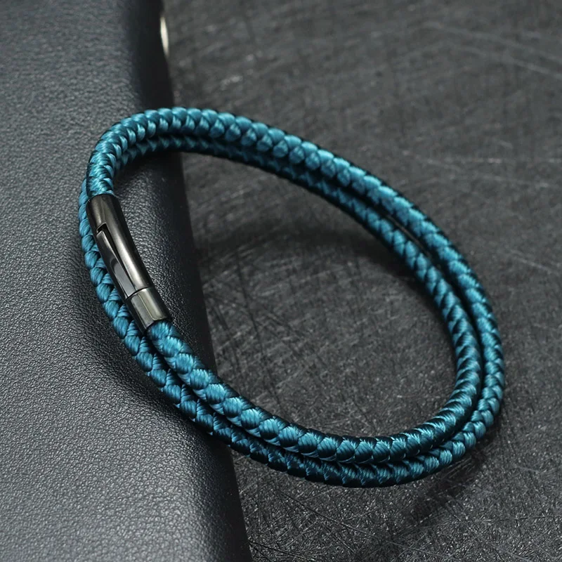 Stainless Steel Macrame Cord Bracelet for Men