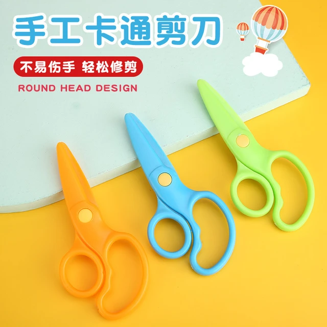 Plastic Handmade Children's Scissors Kindergarten Children Safe Without  Hurting Hands Scissors Round Head Paper Cutting Scissors