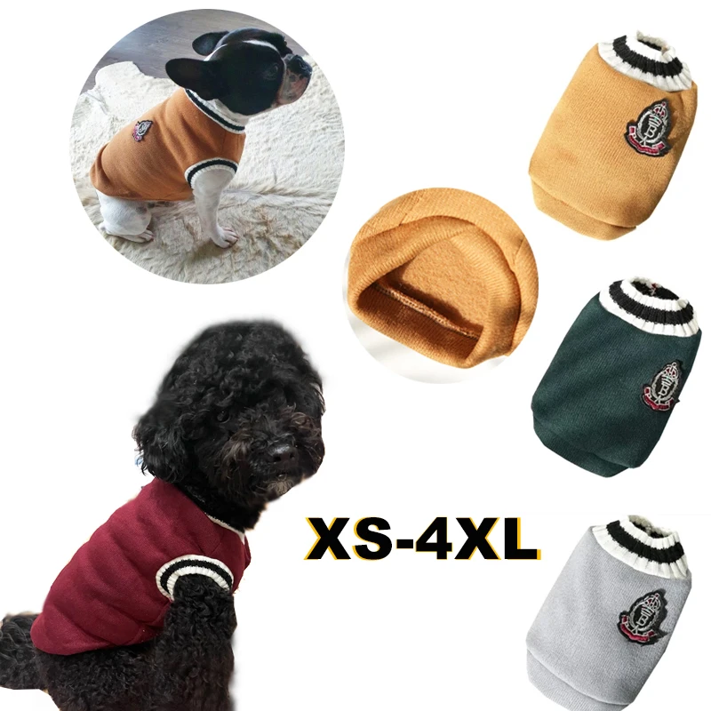 크리스마스 반려동물 옷 강아지 고양이 스웨터, 대학 스타일, 브이넥 니트 조끼, 강아지 겨울 따뜻한 의류, 작은 대형견 고양이