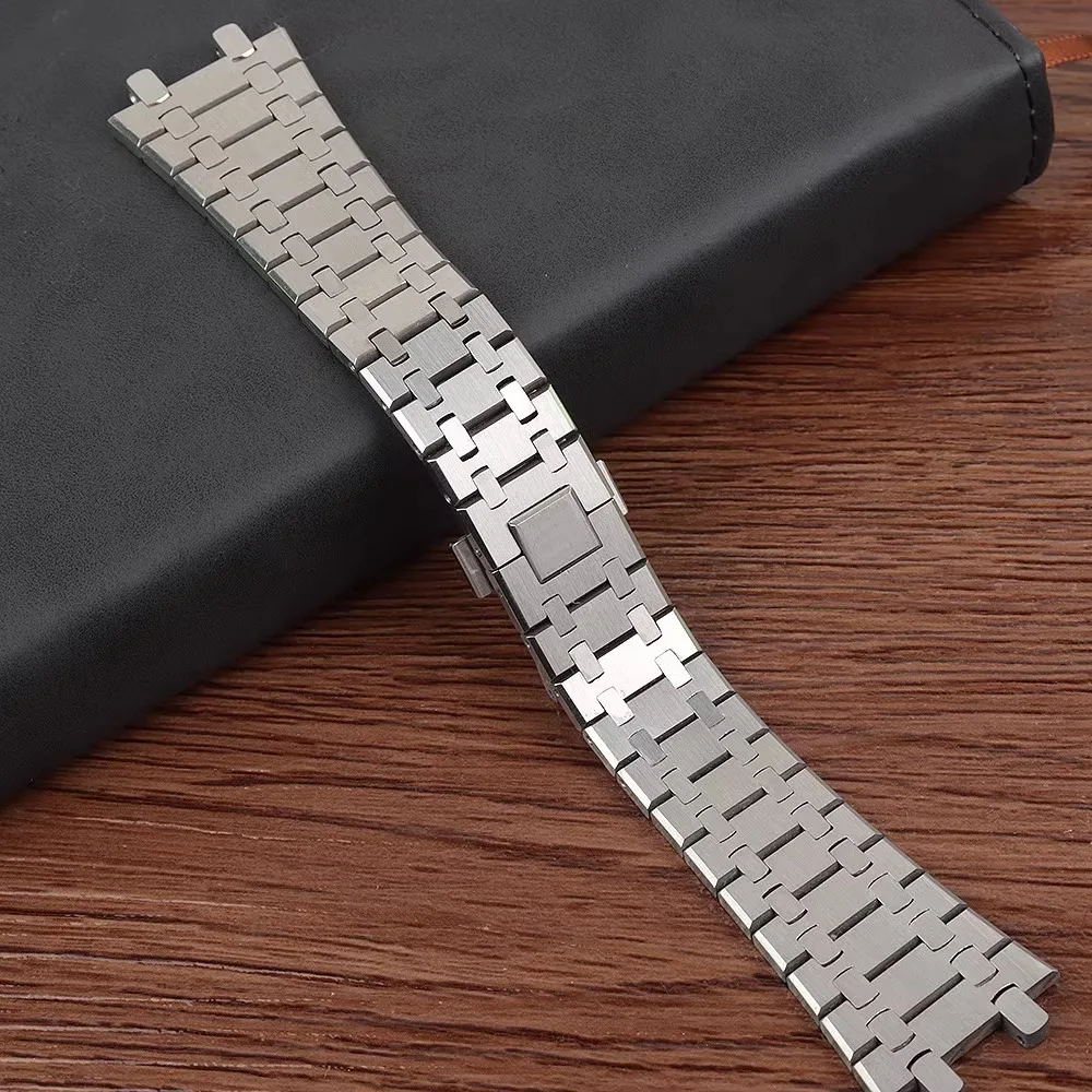 

Watchband 26mm Men Women Full Stainless Steel Bracelet For AP ROYAL OAK 15400 26331 15500 Watch Strap Folding Buckle