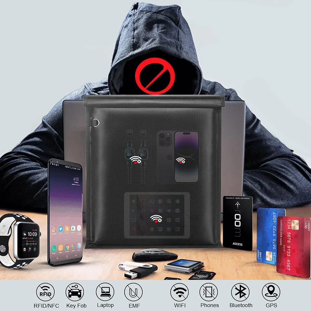 Фото 4/5 упаковок Faraday сумок, RFID-защита сигнала Faraday сумка для автомобильных ключей, телефонов, ноутбуков, Farady EMP сумка, водонепроницаемый и огнестойкий далеко №5