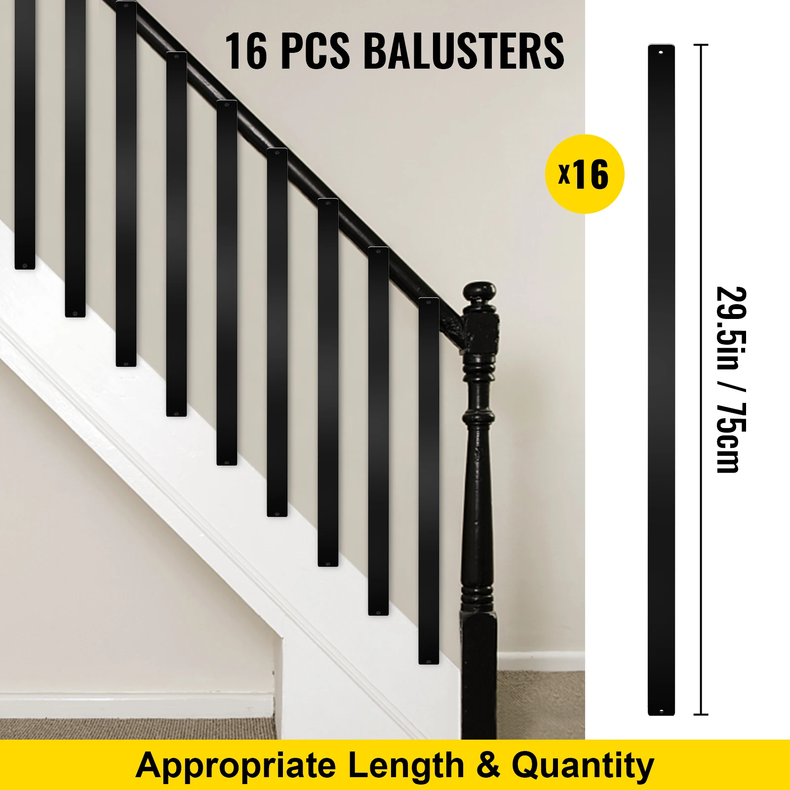 VEVOR Deck Balusters Metal Deck Spindles 16/51/26/101/61/76 Pack 29.5"/ 32.25" /26 inch/32 inch/36 inch Aluminum Alloy Railing