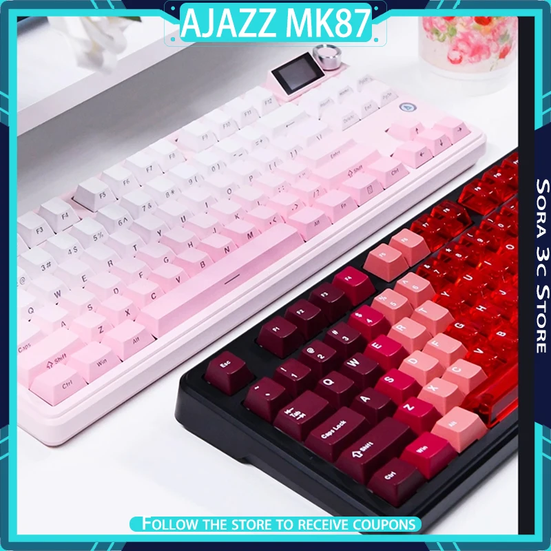 AJAZZ MK87 무선 기계식 키보드 플러그형 노브 및 디스플레이 스크린 인..