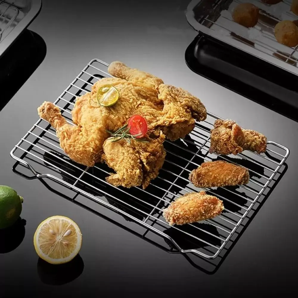 New Stainless Steel Cooling Rack Non-stick Silver BBQ Tray Barbecue Cooking Mesh Shelf
