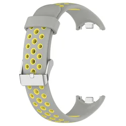 Two-Color Breathable Silicone Smart Watch Strap Replacement Bracelet (Gray-yellow)