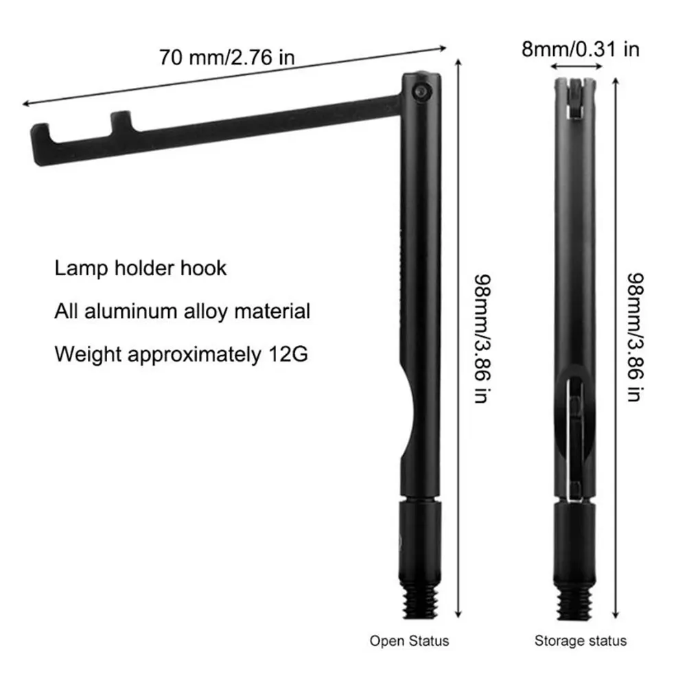 Folding Camping Folding Lamp Pole 1/4 Tripod Screw Lamp Post Hanging Light Holder Stick for Camping Fishing Picnic BBQ Outdoor