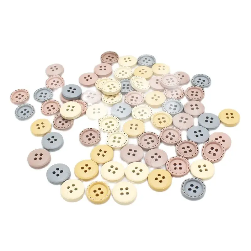 50pcs 15mm Wooden Buttons For Clothing Needlework Scrapbooking Wooden Decorative buttons for Crafts Diy Accessories 2