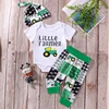 0-24M Baby Boys Outfit Short Sleeve Letters Print Romper with Pants and Hat Infant Clothes 1