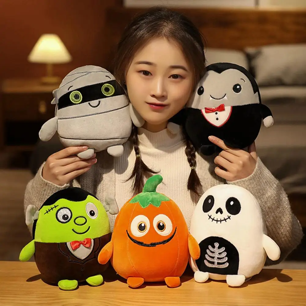 

Horror Plush Toy Spooky Halloween Plush Toy Set Cartoon Pumpkin Skull Monsters Zombie Bat Dolls Party Decorations Kids' Gifts