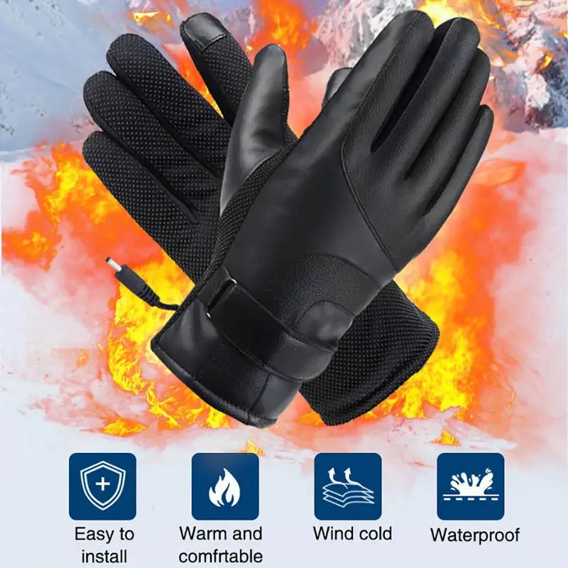 

Перчатки мужские зимние с электроподогревом, водонепроницаемые ветрозащитные теплые митенки для занятий спортом на открытом воздухе, велоспорта, лыжного спорта, перчатки с пальцами для сенсорных экранов