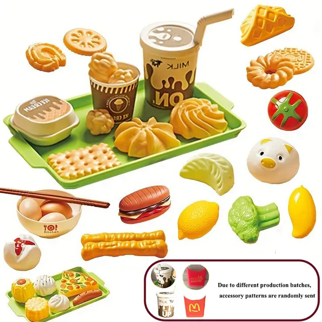 Kids Mini Kitchen Toy Pretends Play Simulated Food Hamburger Cookie Miniature Accessories for Children Girl Educational Gift