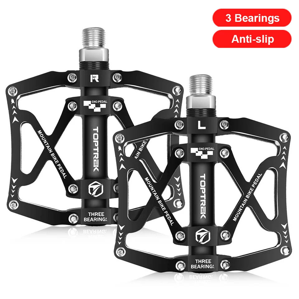 ThinkTop 3-Bearing Ultralight MTB/Road Bike Pedals - Flat Aluminum Platform, 9/16" Axle, 130g Each