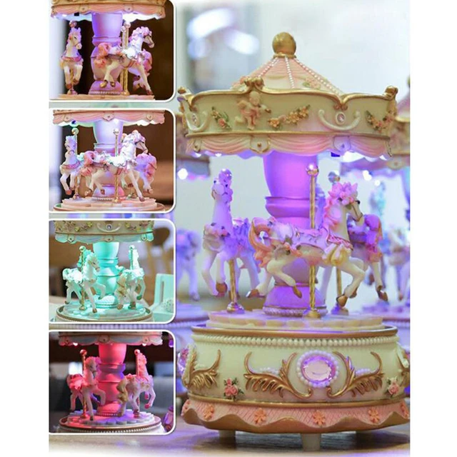 Luxus Carousel Clockwork Mechanizmus Retro Music Box Kid Led Könnyű Esküvői Kézműves Ajándékok Romantikus Gyanta Otthon Valentin -Napi Játékok - Image 5