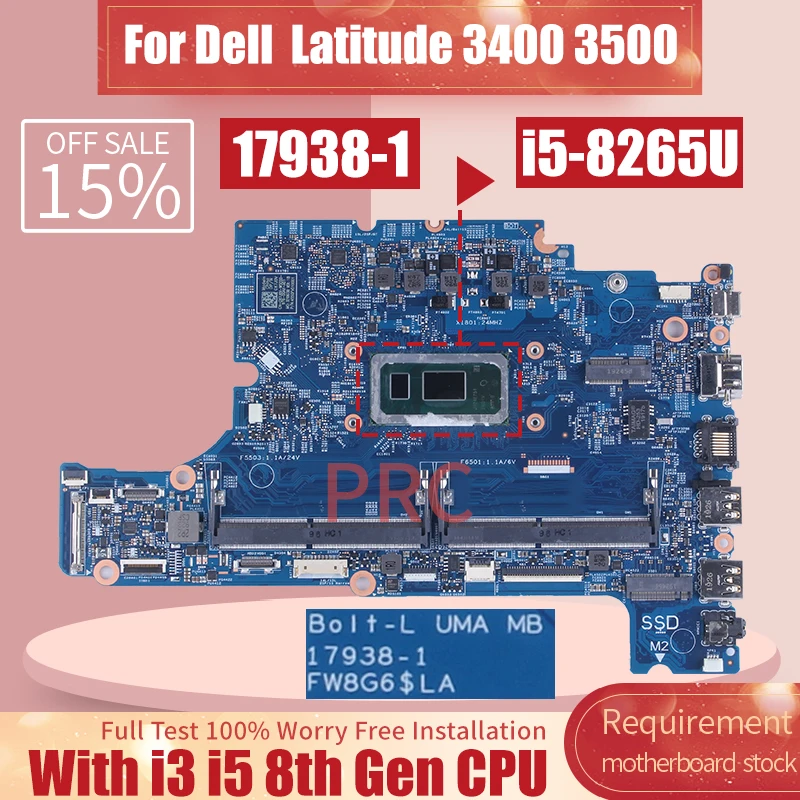Untuk lintang 3400 3500 Notebook Mainboard 17938-1 0K3FRD