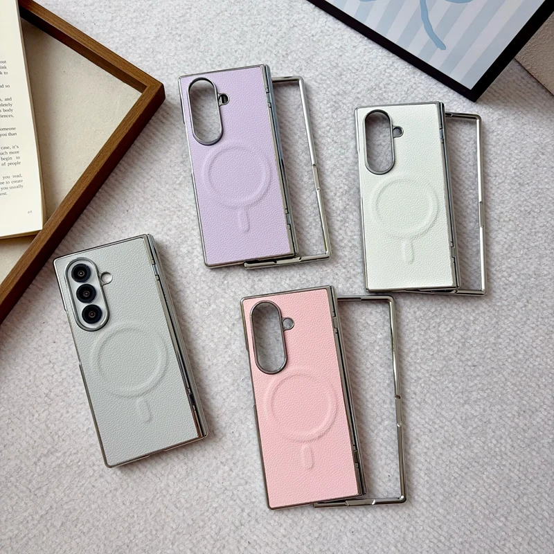 Luxury Magnetic Electroplated Ultra-Thin Non-Slip PU Leather Phone Case