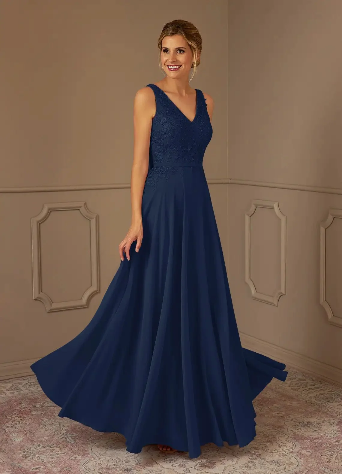 Women's A-Line Chiffon Mother of The Bride Dresses for Wedding Lace Floor-Length Grandmother Dresses with Jacket Evening
