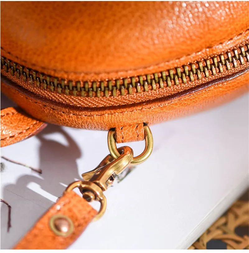 Fashion luxury genuine leather ladies round handbag casual high-quality cowhide weekend women's party shoulder crossbody bags