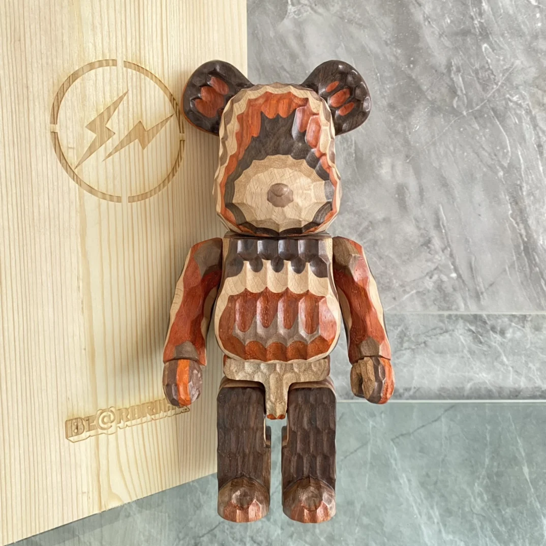 Bearbrick 400% 28cm Porter x Karimoku x Medicom Toy three-party joint  African rosewood Porter suitcase Bear - AliExpress