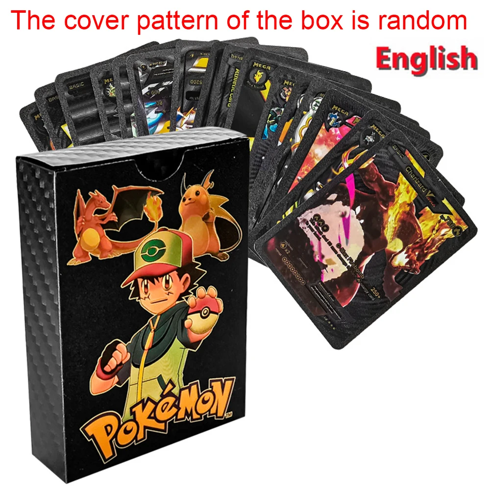 Neue 55PCS Pokemon Karten Gold Schwarz Vmax GX Charizard Karte Box Mewtwo Seltene Sammlung Schlacht Trainer Karte Kinder Spielzeug geschenke