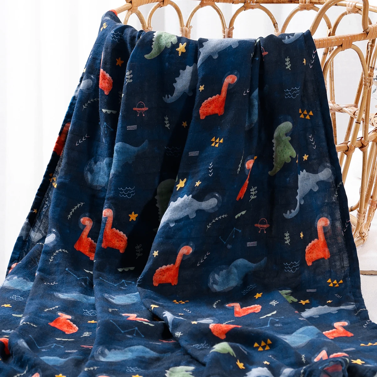 Super Soft Bamboo Cotton Baby Swaddle With Digital Printing Colorful Baby Wrap Muslin Baby Blanket 120*110CM 2