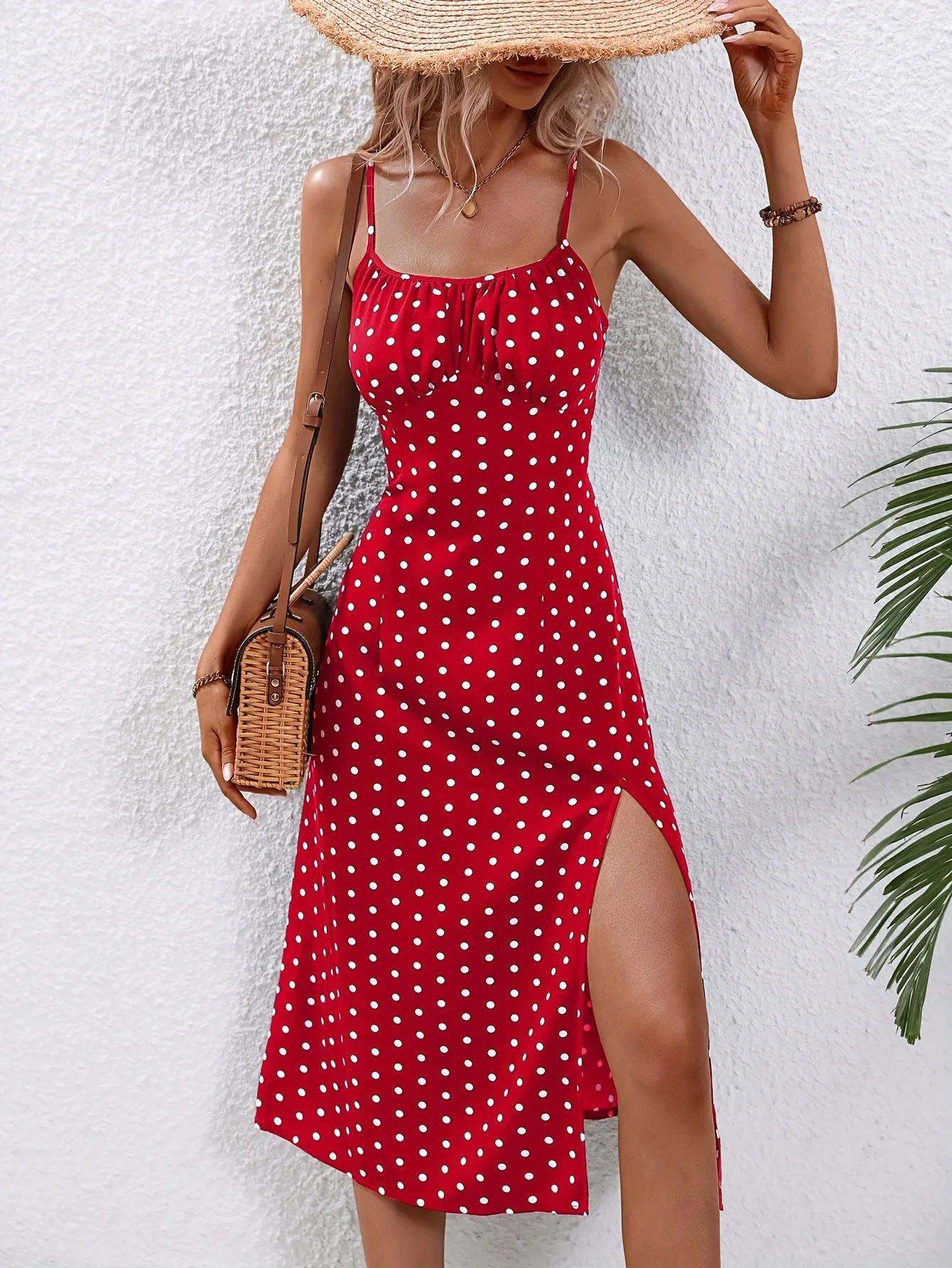 Flower Print Spaghetti Strap Dresses Women Spring Summer New Backless Bodycon Sleeveless Slit Dress Lady Vacation Style Vestidos
