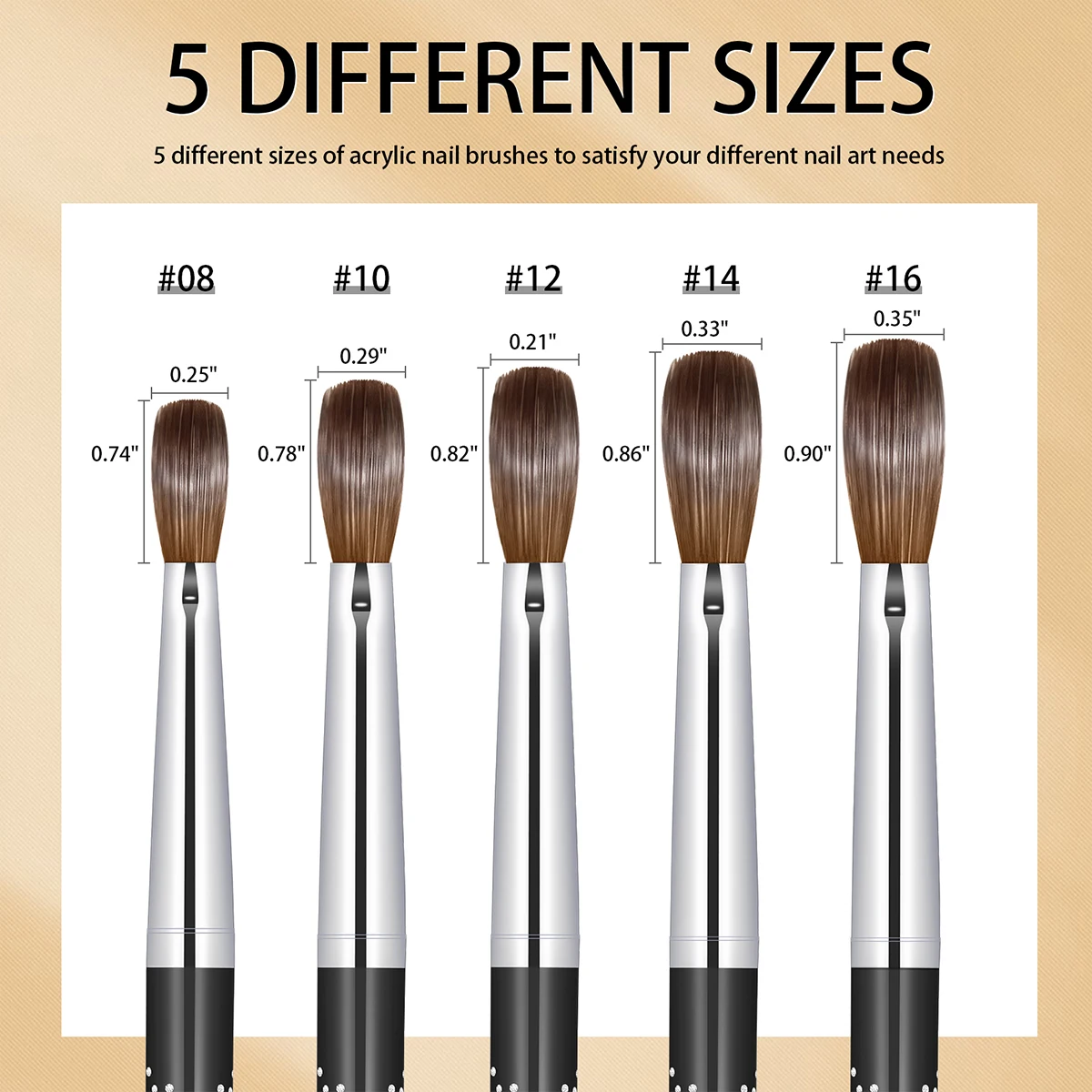 KEMEISI #8-#16 Kolinsky Acrylic Nail Brush Set 3D Pure Handmade Nail Brushes For Acrylic Application Professional Nail Art Brush