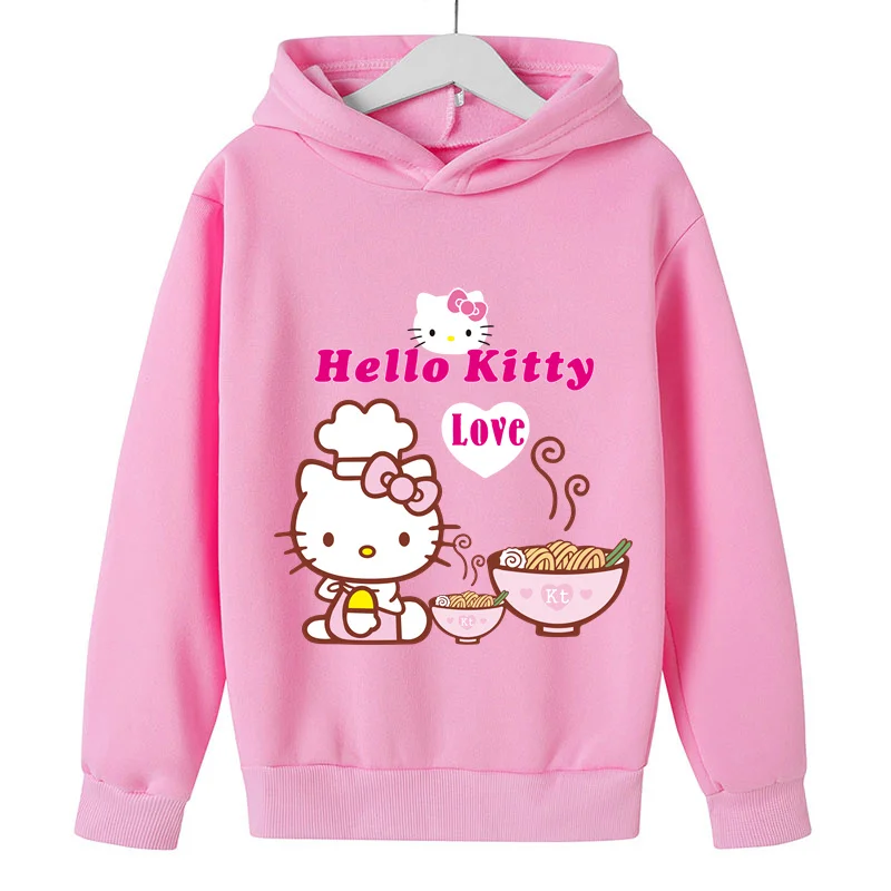 Kids Hello Kitty Harajuku Cotton Anime Print Hoodies Boys Girls Hooded Hello  Kitty Cartoon Sweatshirt Casual Children Clothes - Hoodies & Sweatshirts -  AliExpress