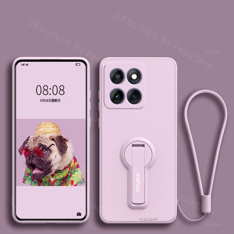 Shockproof Silicone Phone Case with Stand and Screen Protector Film