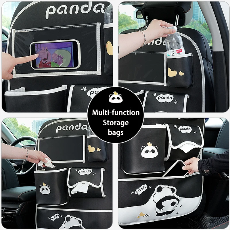 Car Backseat Organizer With Tablet Holder - 2 Pack Foldable Seat Back Protectors For Kids Travel Accessories