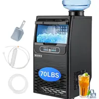 Countertop Ice Maker with 2 Water Inlets & Appointment Function, Freestanding Ice Machine with 11lbs Storage Bin, Ice Scoop, Dra 1