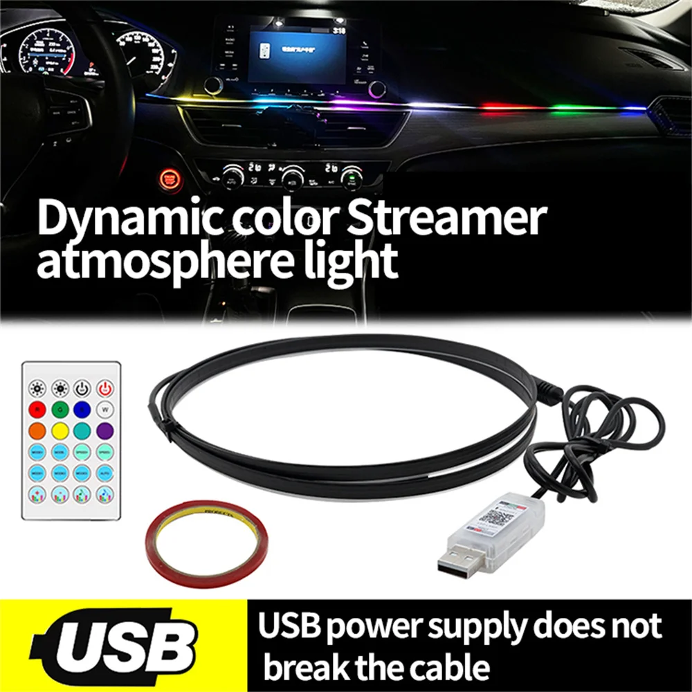 

LED Car Interior Lighting Kit W/ APP Ambient Strip Lights RGB Fiber Optic Atmosphere Neon Remote Control Auto Decorative Lamps