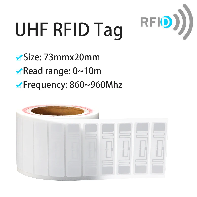 100x RFID UHF-Aufkleber 73x20 Mm – Hohe Reichweite 3–15 M, Wiederbeschreibbar, Für Lager- Und Asset-Management