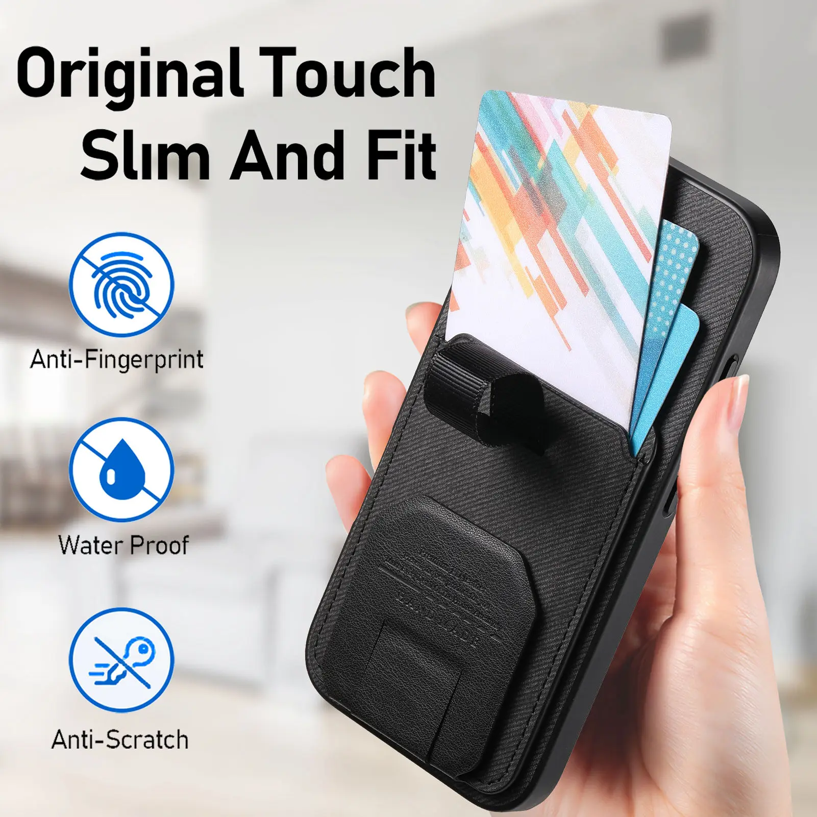 Shockproof Card Holder Phone Case with Finger Strap