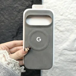 Premium Suede Magnetic Leather Case - Retro Matte Shockproof Design, Compatible with MagSafe Charger - Pixel 9Pro XL (GRAY)