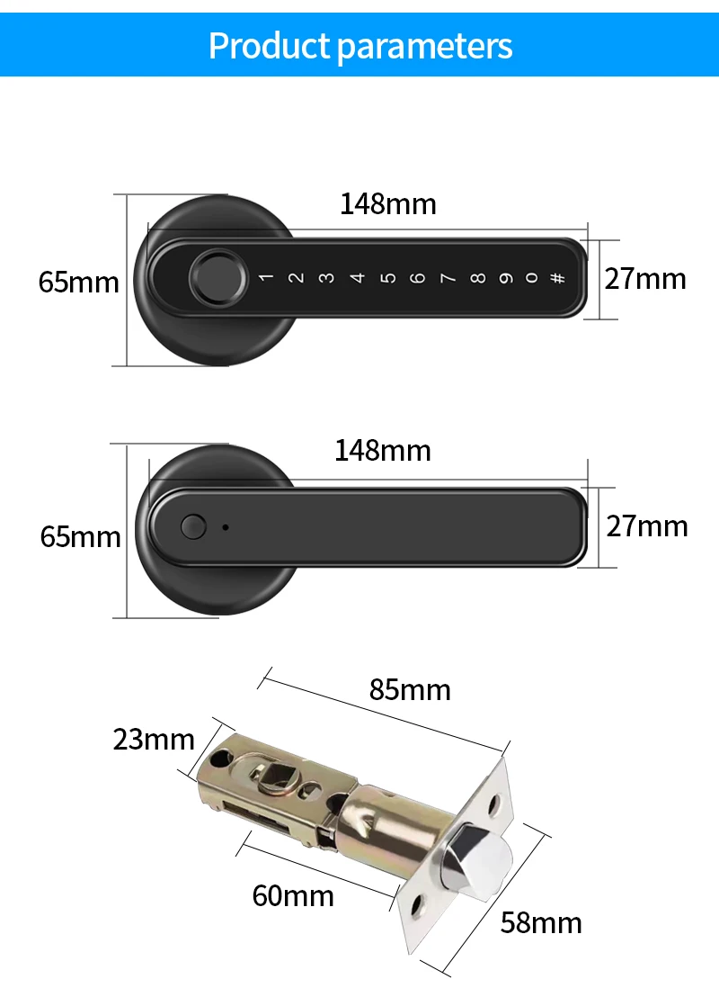 TTLock/tuya APP Smart Fingerprint Lock password code Door Lock Bluetooth Biometr