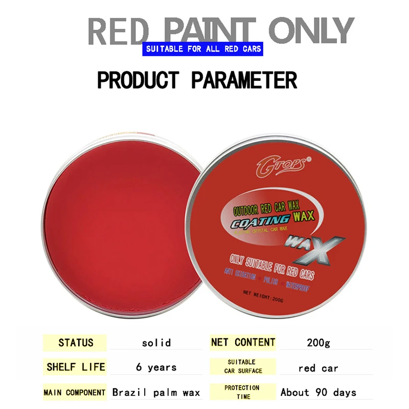 Car Wax Red Car Special Hand Waxing Polishing Crystal Plated Wash Maintenance Glazing