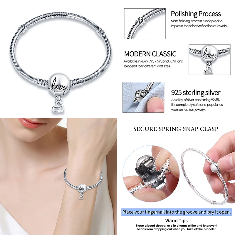 Pandora pulsera de cadena de serpiente para mujer, de pandora plata de ley 2023, compatible con pulseras con cuentas originales de 3mm, joyería de lujo artesanal, 925