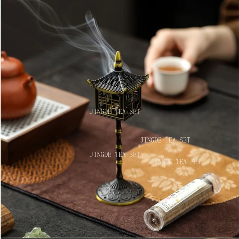 Chinese Palace Lantern Incense Burner Household Alloy High Foot Aromatherapy Stove Office Agarwood Incense Burner