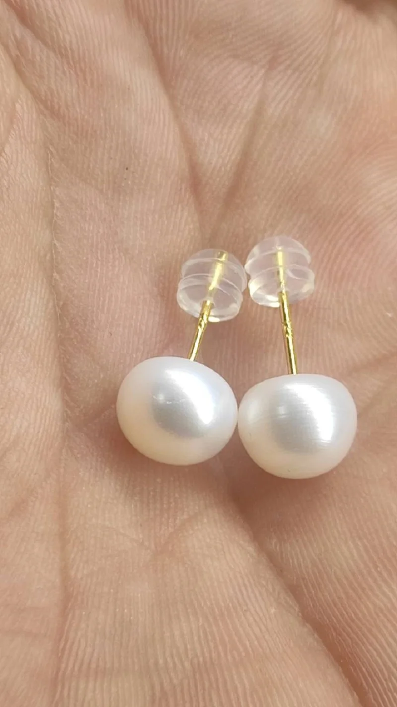 Orecchini Donna In Argento Sterling S925 Con Perle D'Acqua Dolce 8-9mm - Placcato Oro Rosa, Bianco