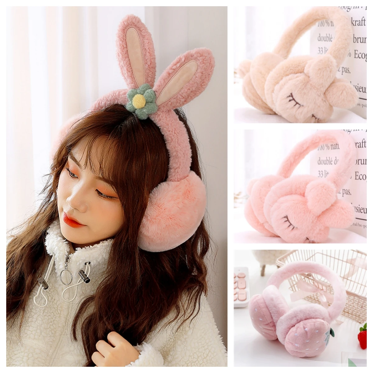 

1pcs New Women's Children's Adjustable Fruit Shape Earmuffs Winter Warm Cashmere Folding Earmuffs Ear Warming Cartoon Earmuffs